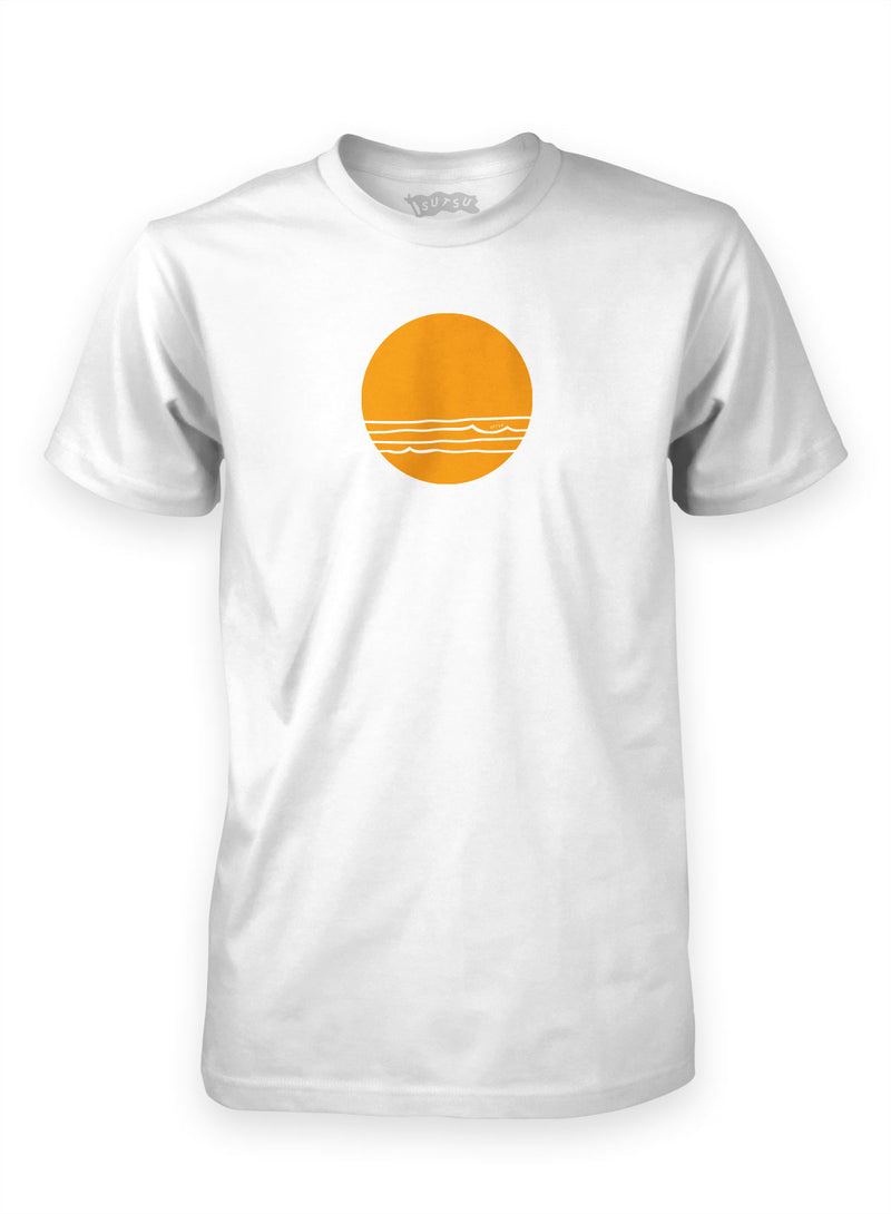 Evening surfing t-shirts in white organic cotton.