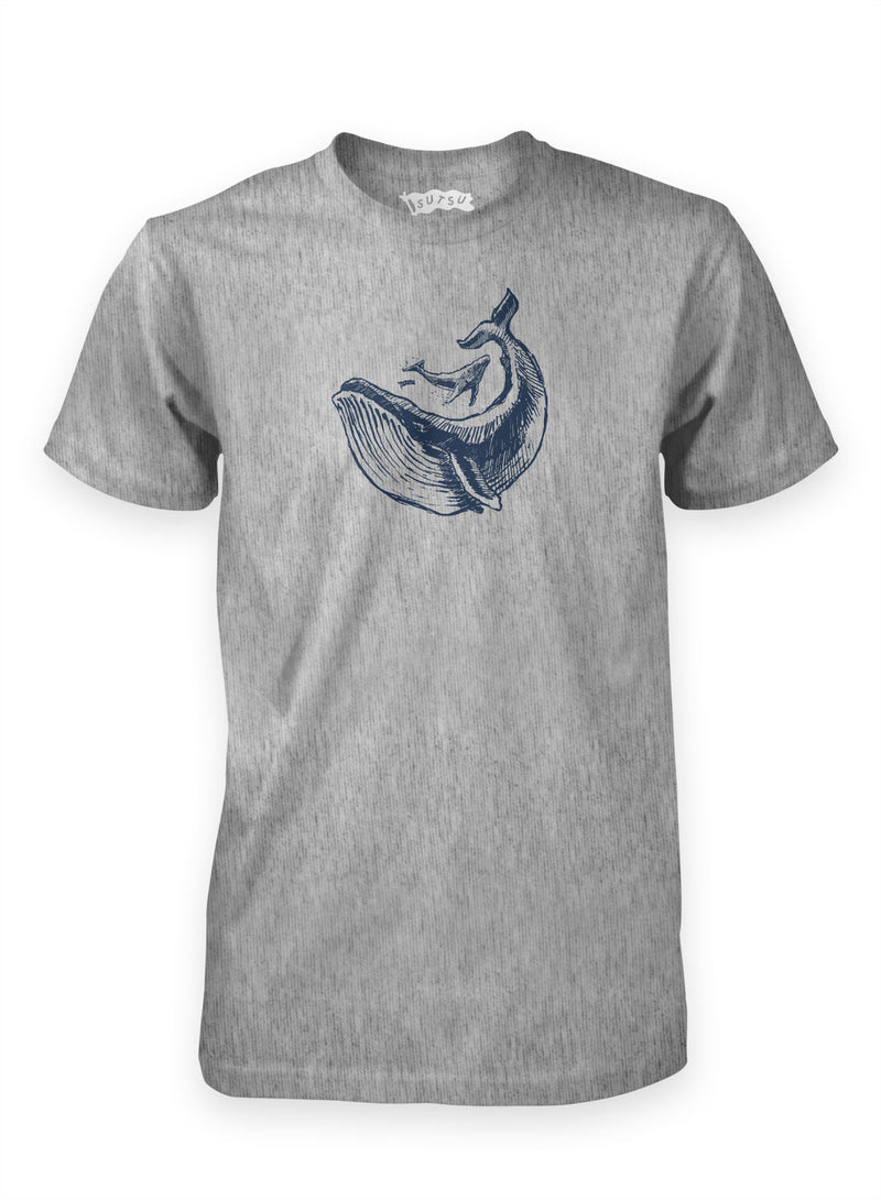 The organic Whale Family t-shirt, sustainable fashion available at Sutsu.