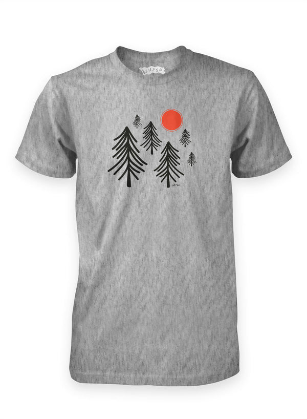 Sutsu Winter Forest t-shirt in grey marl.